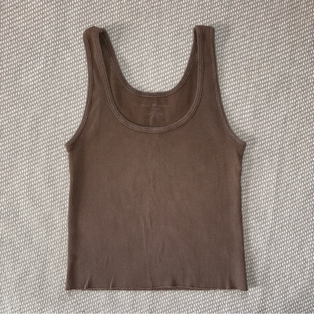 Brandy Melville John Galt Brown Ribbed Crop Tank Top OS